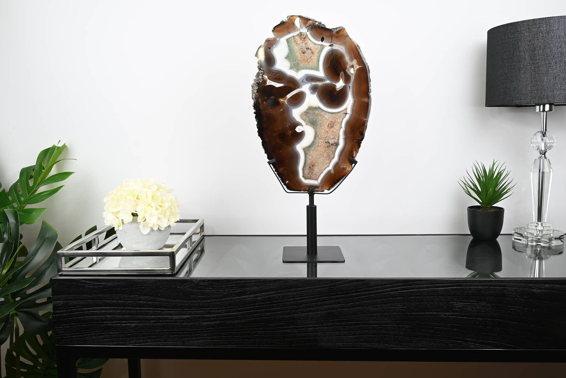 Natural Agate Slice on Rotating Metal Stand - 3.31kg and 58cm Tall - #AGSLIC-32010