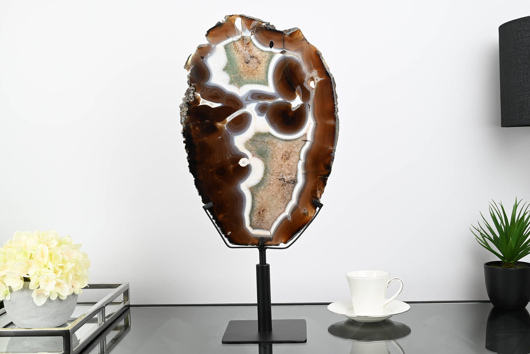 Natural Agate Slice on Rotating Metal Stand - 3.31kg and 58cm Tall - #AGSLIC-32010