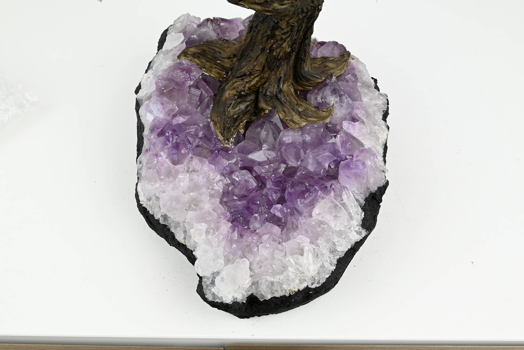 46cm Tall Gemstone Tree with Amethyst base and 240 Pink Agate gems - #TRPINK-43003