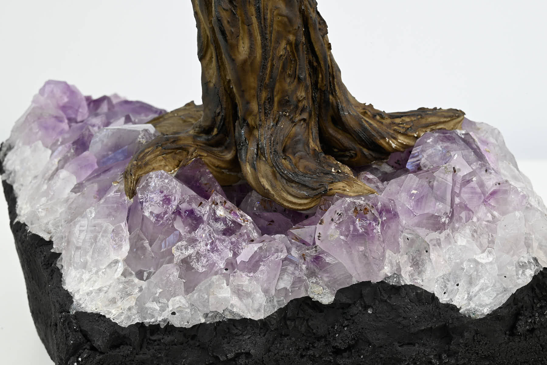 46cm Tall Gemstone Tree with Amethyst base and 240 Pink Agate gems - #TRPINK-43003