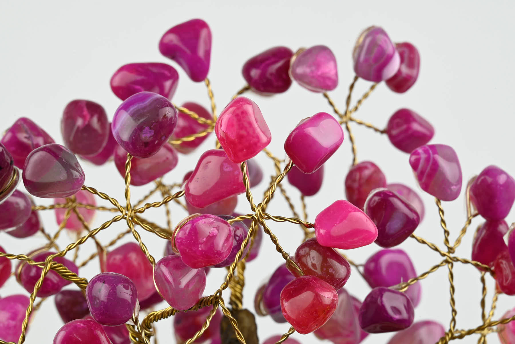 50cm Tall Gemstone Tree with Amethyst base and 240 Pink Agate gems - #TRPINK-43002