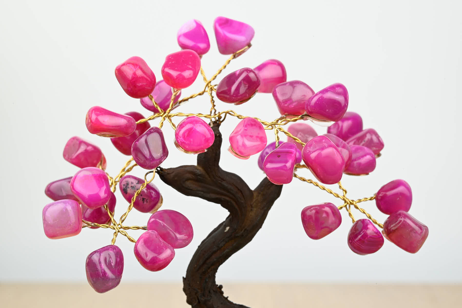 Handmade 13cm Tall Gemstone Tree with Amethyst base and 35 gems