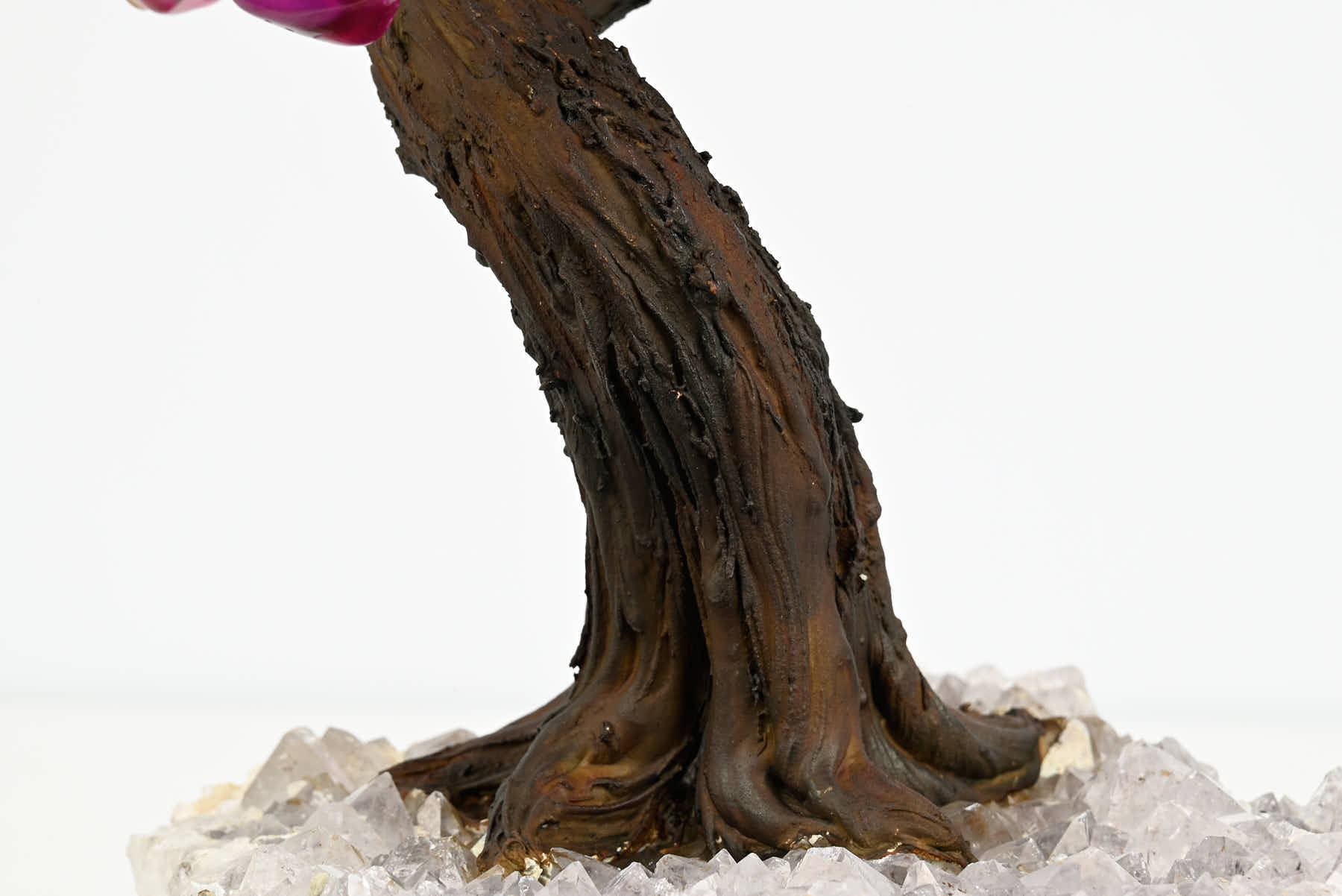Handmade 37cm Tall Gemstone Tree with Amethyst base and 180 Pink Agate gems - #TRPINK-36002