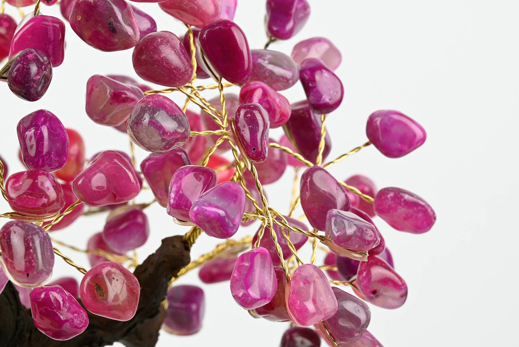 Handmade 37cm Tall Gemstone Tree with Amethyst base and 180 Pink Agate gems - #TRPINK-36002