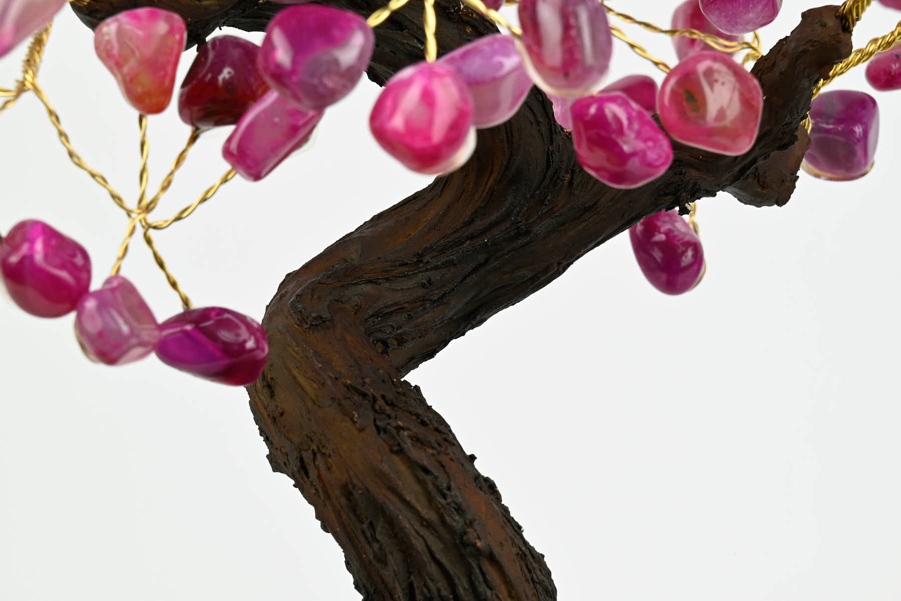 Handmade 37cm Tall Gemstone Tree with Amethyst base and 180 Pink Agate gems - #TRPINK-36002