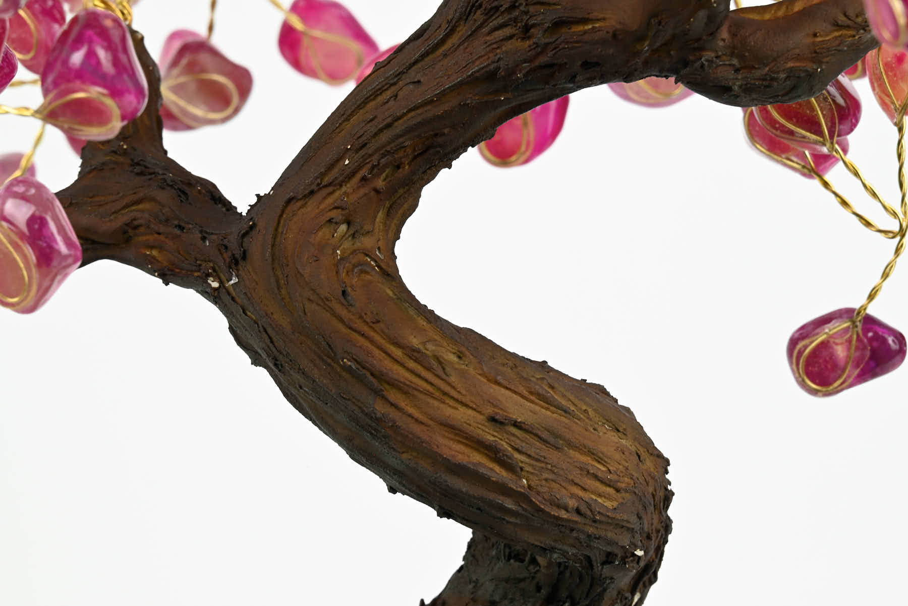 Handmade 37cm Tall Gemstone Tree with Amethyst base and 180 Pink Agate gems - #TRPINK-36002