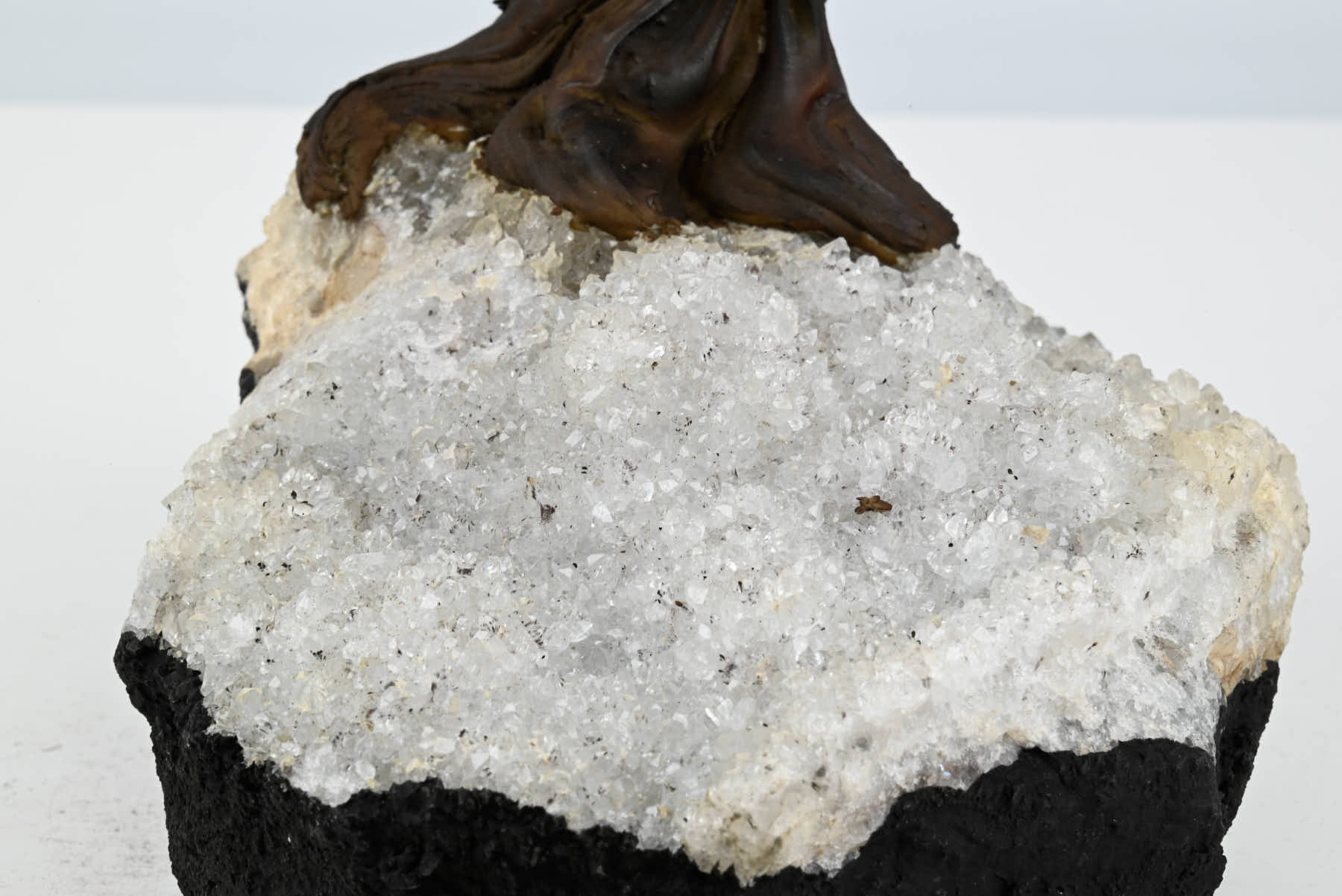 Handmade 37cm Tall Gemstone Tree with Amethyst base and 180 Rose Quartz gems - #TRROSE-36001