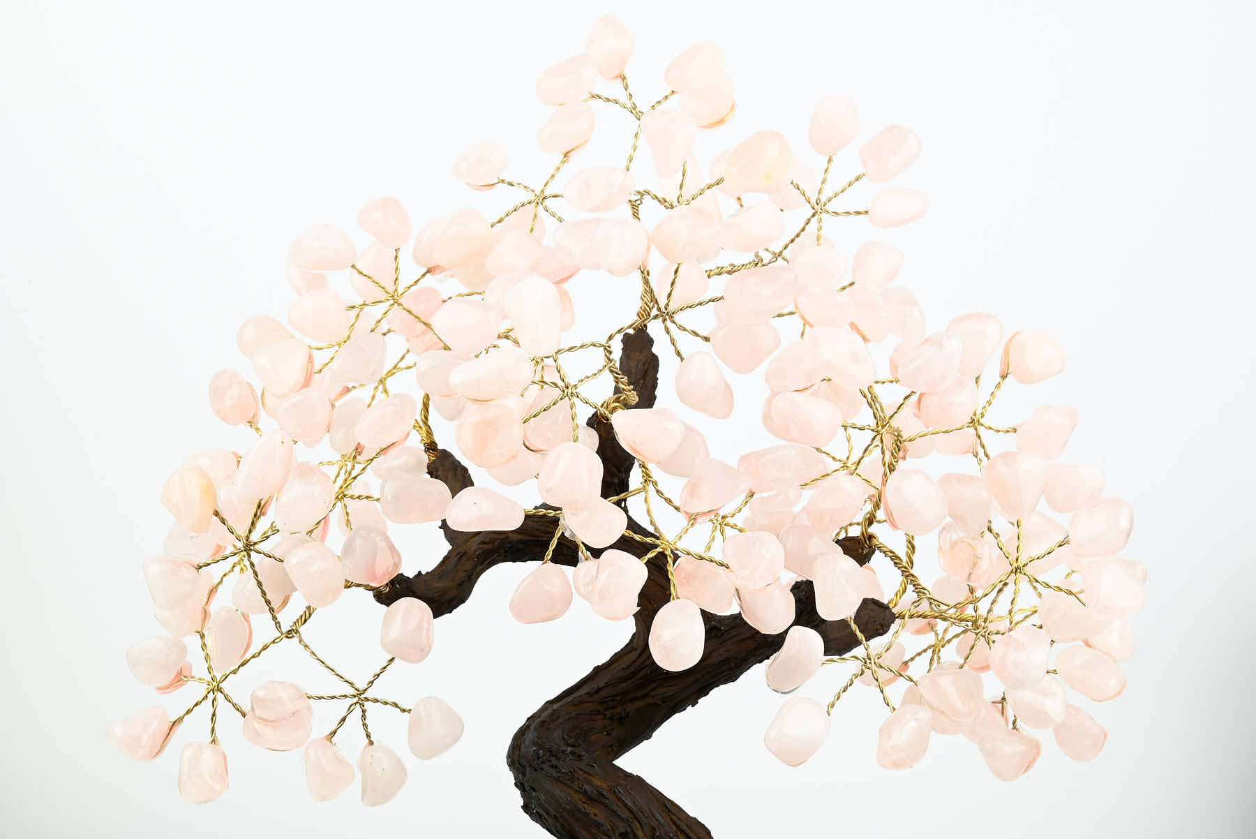 Handmade 37cm Tall Gemstone Tree with Amethyst base and 180 Rose Quartz gems - #TRROSE-36001