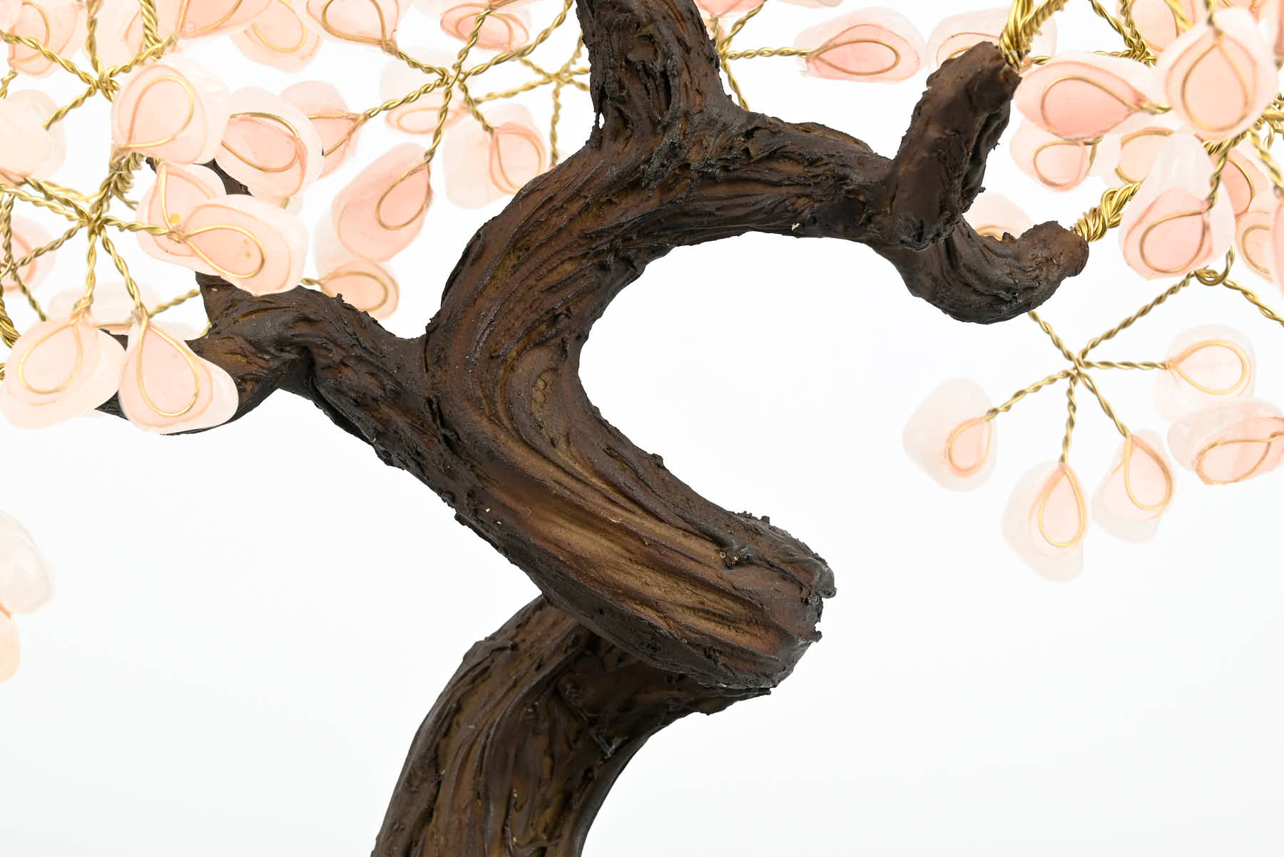 Handmade 37cm Tall Gemstone Tree with Amethyst base and 180 Rose Quartz gems - #TRROSE-36001