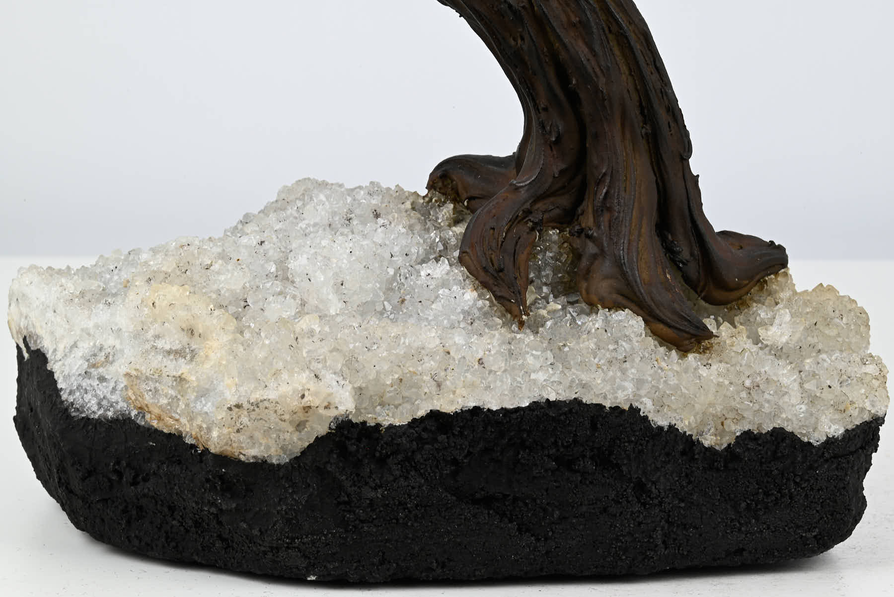 Handmade 37cm Tall Gemstone Tree with Amethyst base and 180 Rose Quartz gems - #TRROSE-36001