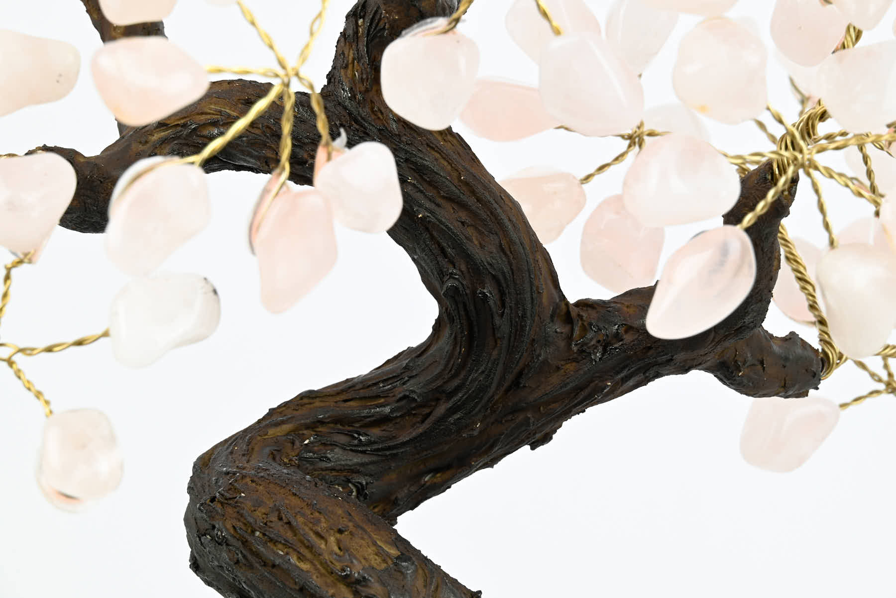 Handmade 37cm Tall Gemstone Tree with Amethyst base and 180 Rose Quartz gems - #TRROSE-36003