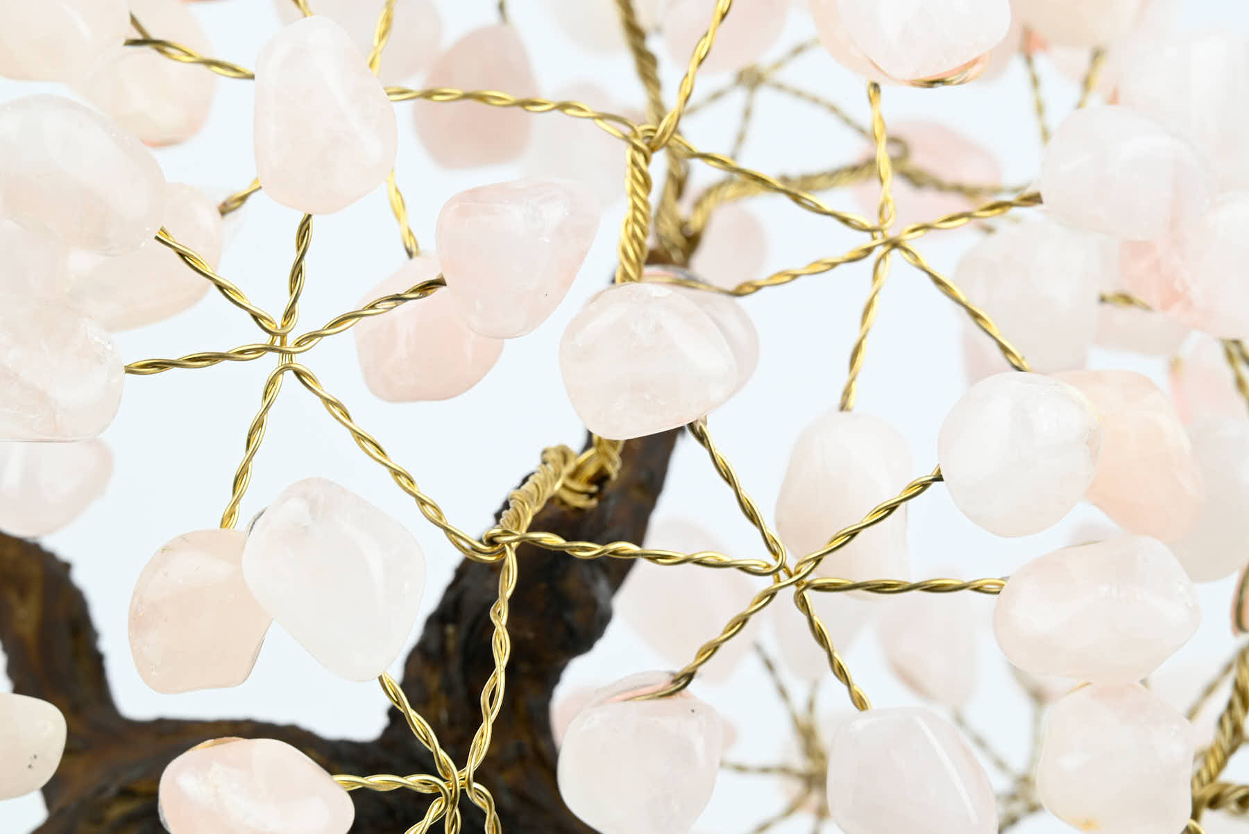 Handmade 37cm Tall Gemstone Tree with Amethyst base and 180 Rose Quartz gems - #TRROSE-36003