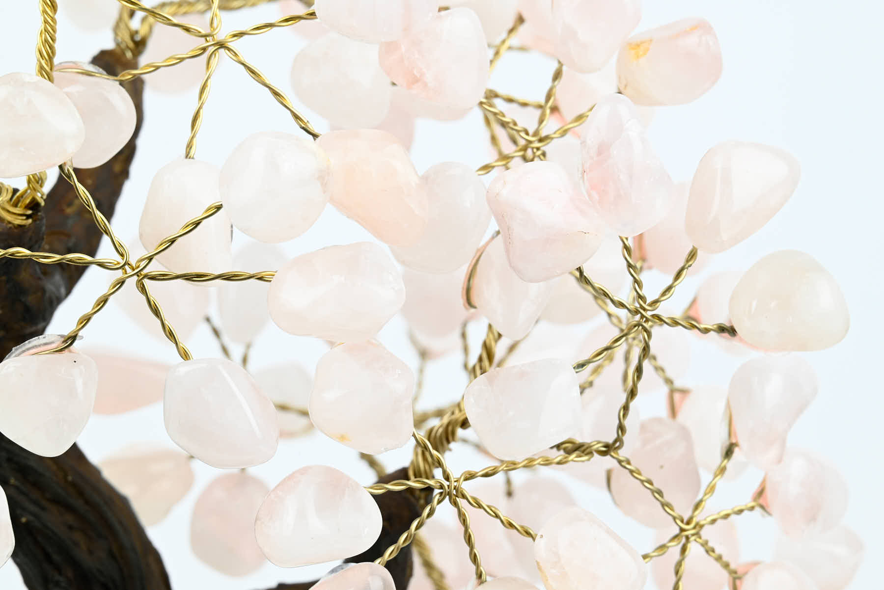 Handmade 37cm Tall Gemstone Tree with Amethyst base and 180 Rose Quartz gems - #TRROSE-36003