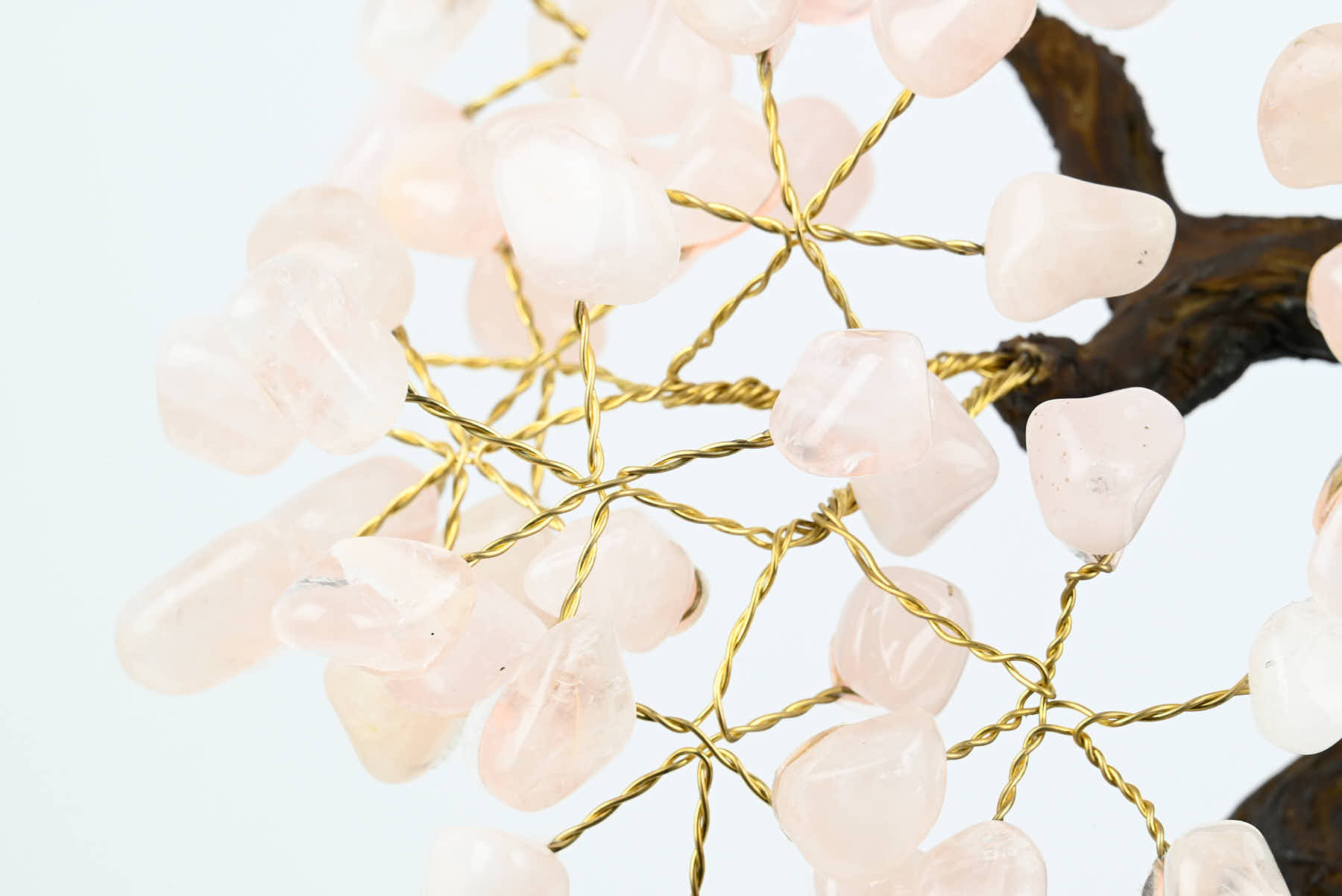 Handmade 37cm Tall Gemstone Tree with Amethyst base and 180 Rose Quartz gems - #TRROSE-36003