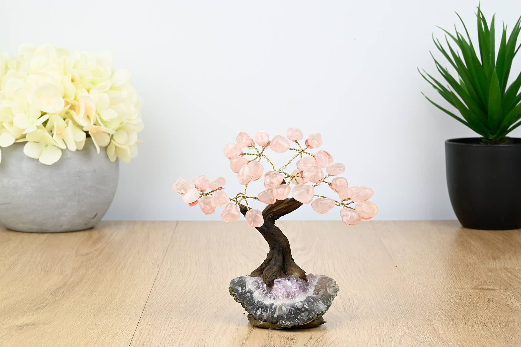 Handmade 13cm Tall Gemstone Tree with Amethyst base and 35 gems