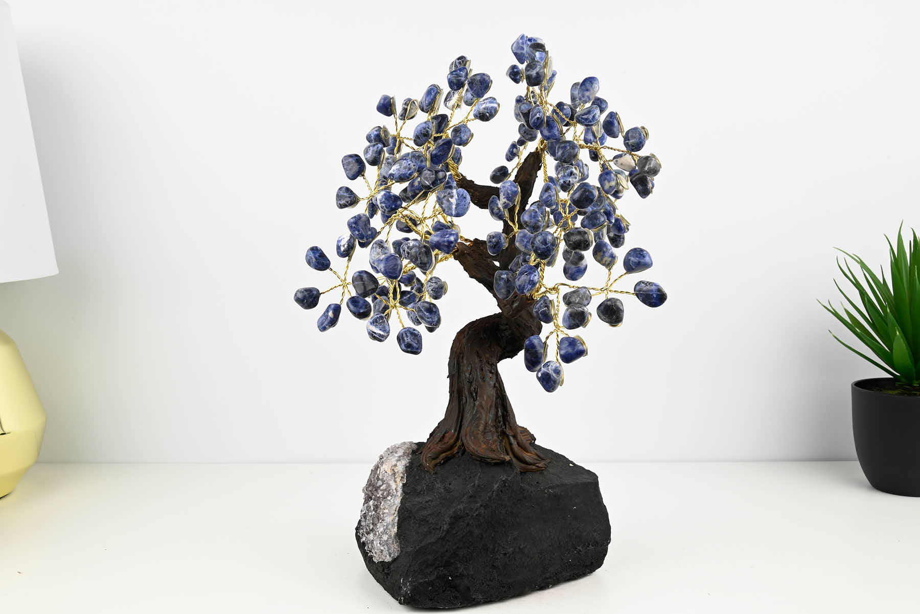 Handmade 34cm Tall Gemstone Tree with Amethyst base and 180 Sodalite gems - #TRSODA-36003