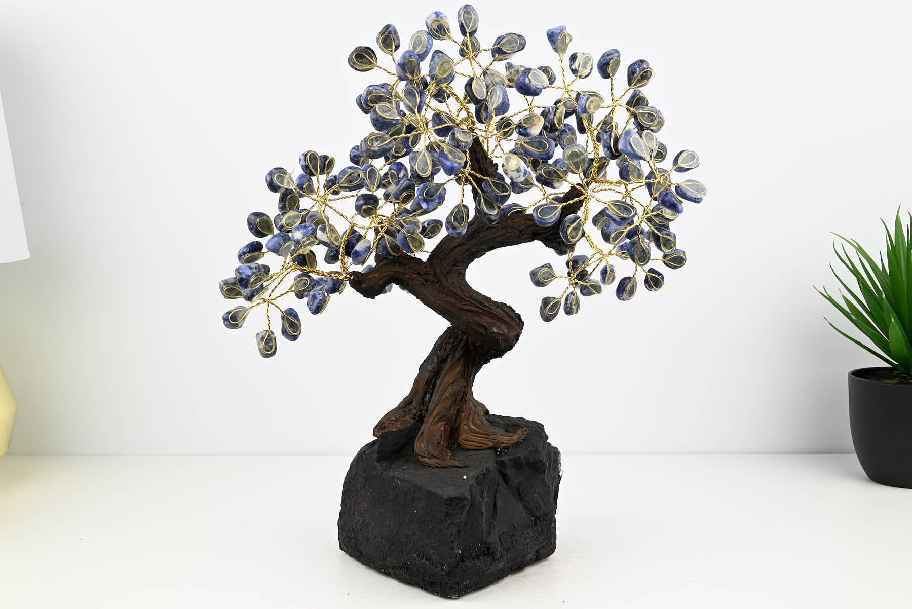 Handmade 34cm Tall Gemstone Tree with Amethyst base and 180 Sodalite gems - #TRSODA-36003
