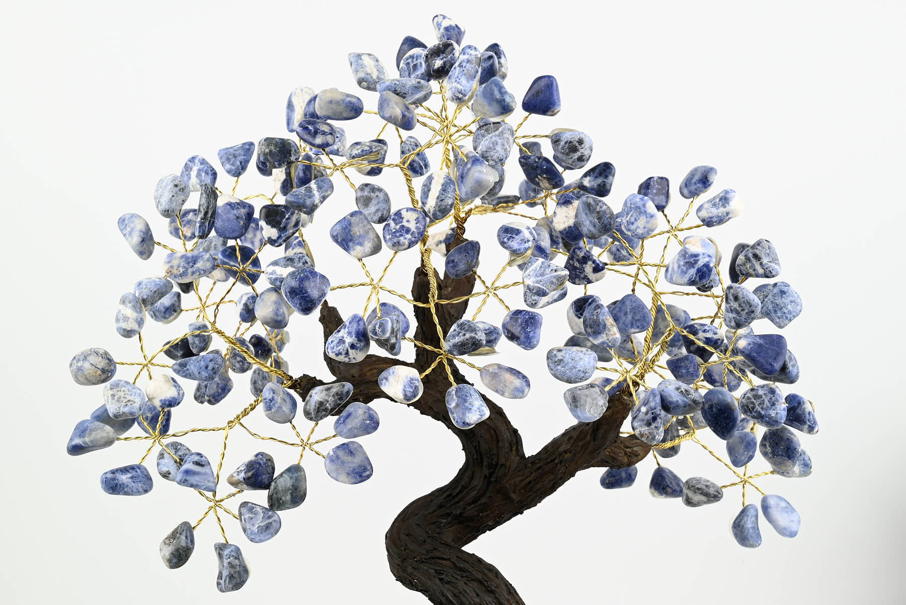 Handmade 38cm Tall Gemstone Tree with Amethyst base and 180 Sodalite gems - #TRSODA-36004