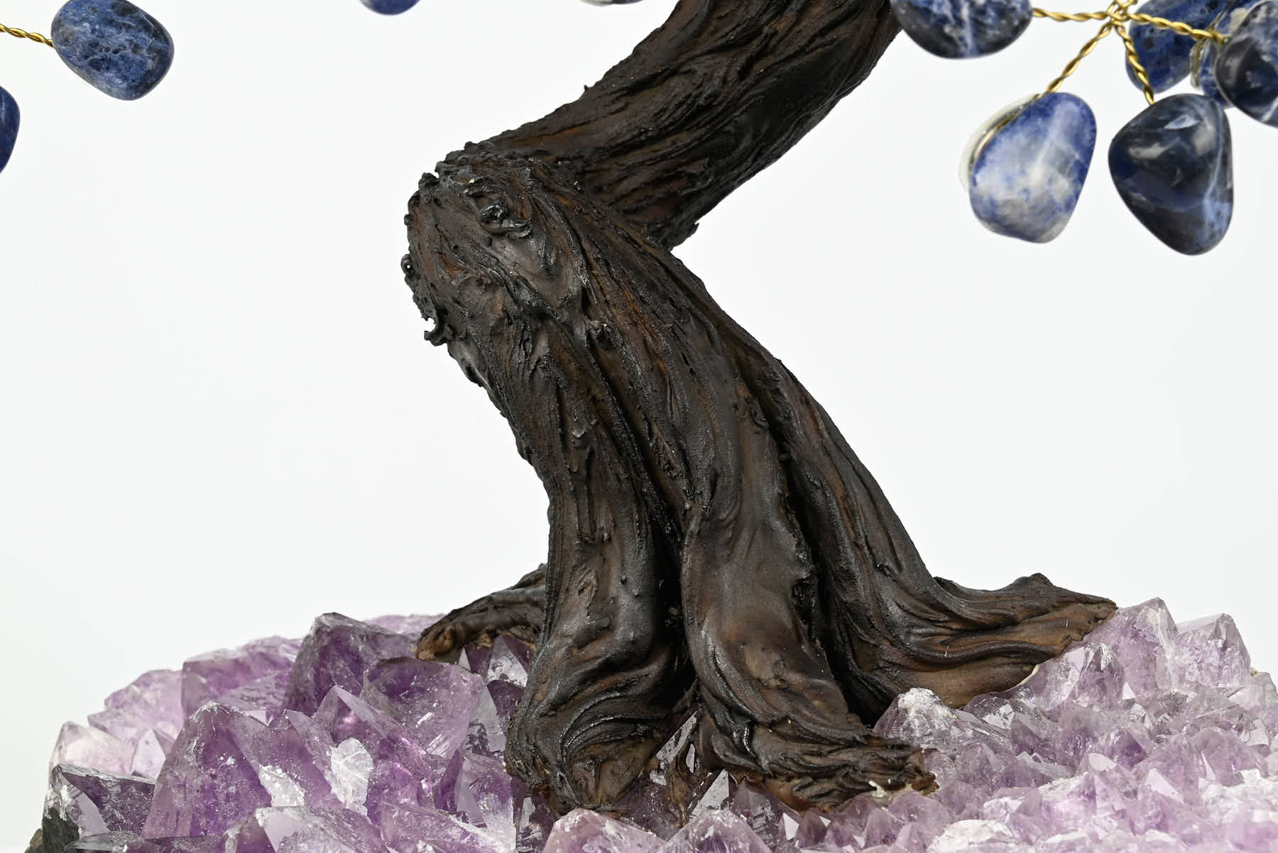 Handmade 37cm Tall Gemstone Tree with Amethyst base and 180 Sodalite gems - #TRSODA-36001