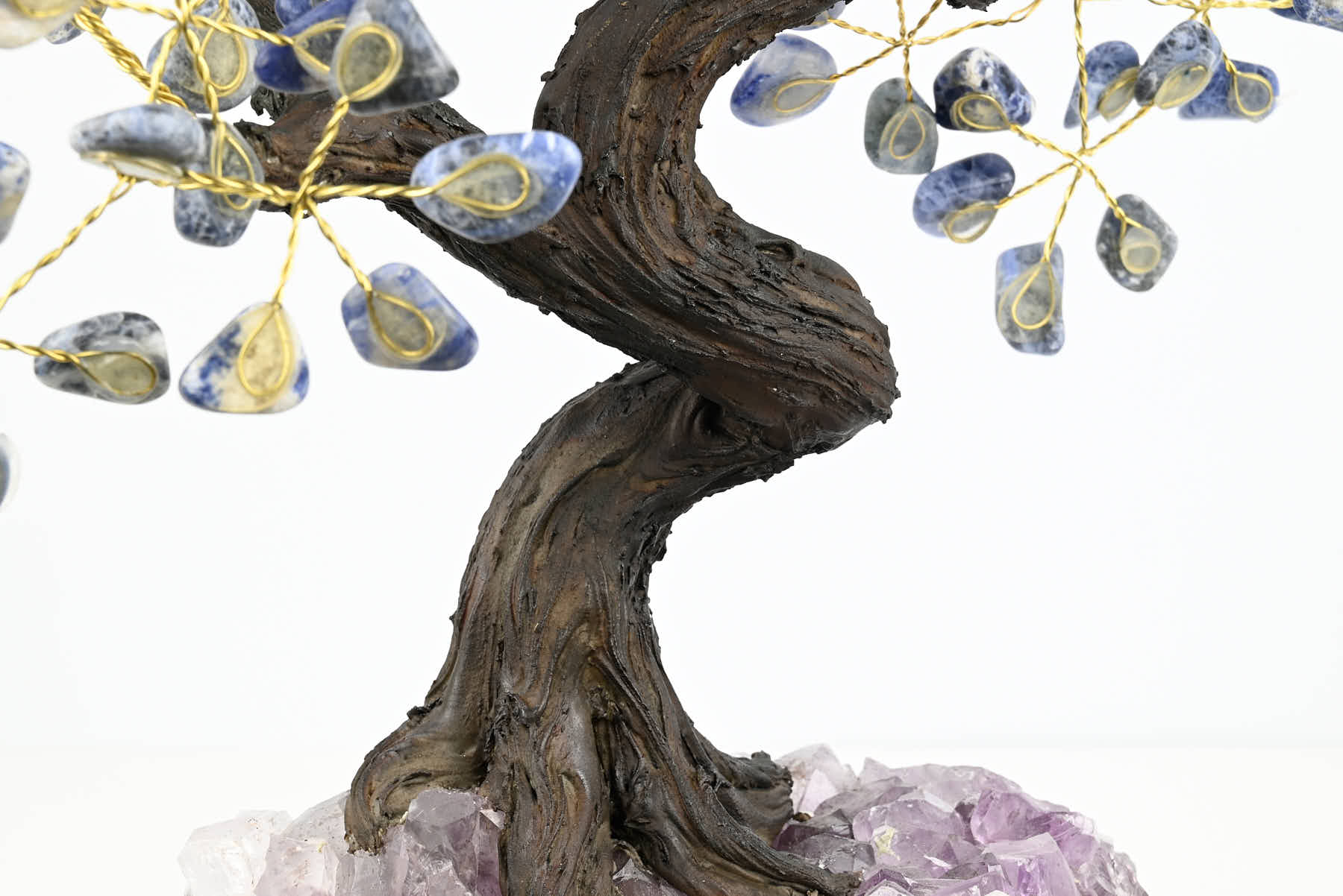 Handmade 38cm Tall Gemstone Tree with Amethyst base and 180 Sodalite gems - #TRSODA-36004