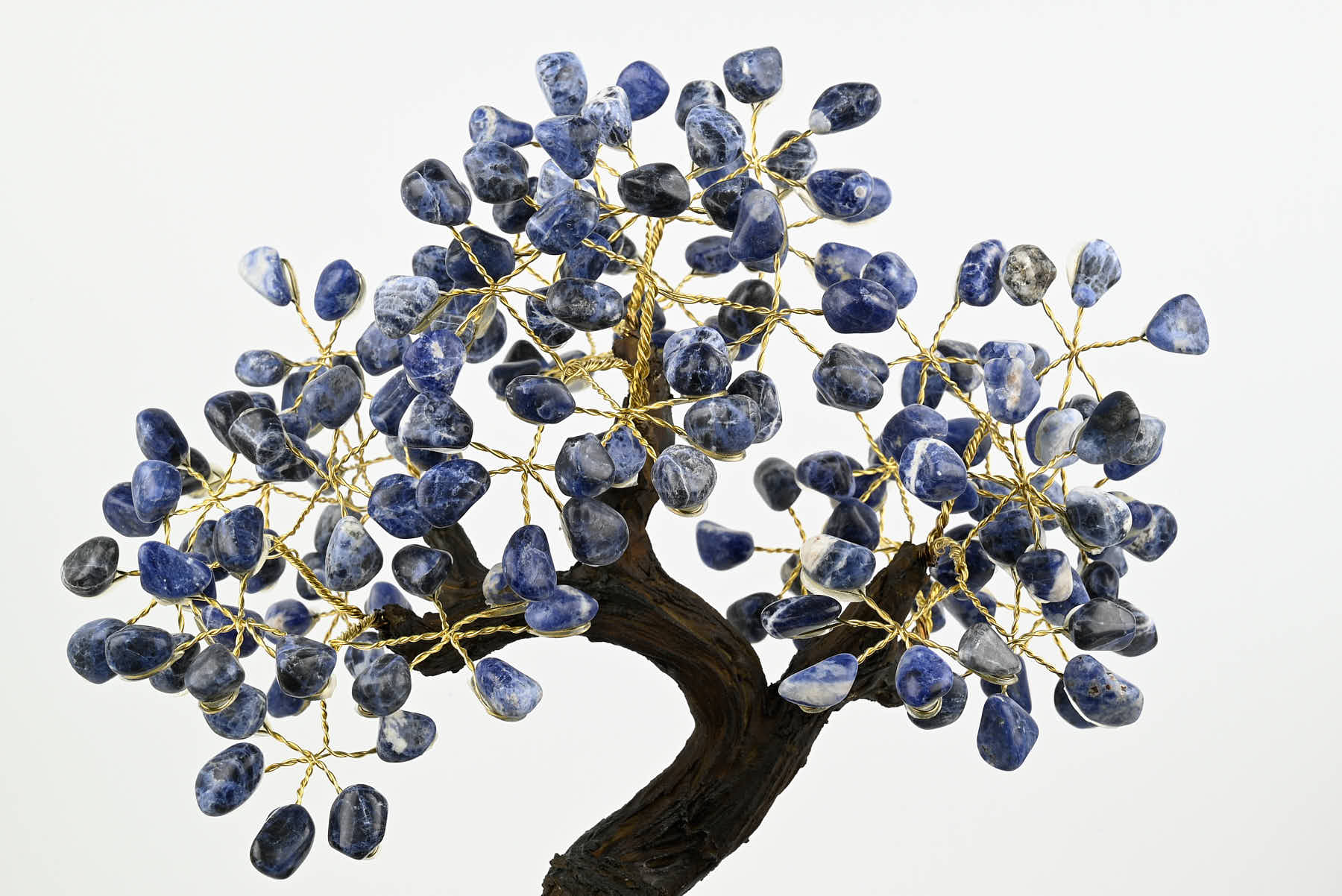 Handmade 35cm Tall Gemstone Tree with Amethyst base and 180 Sodalite gems - #TRSODA-36005