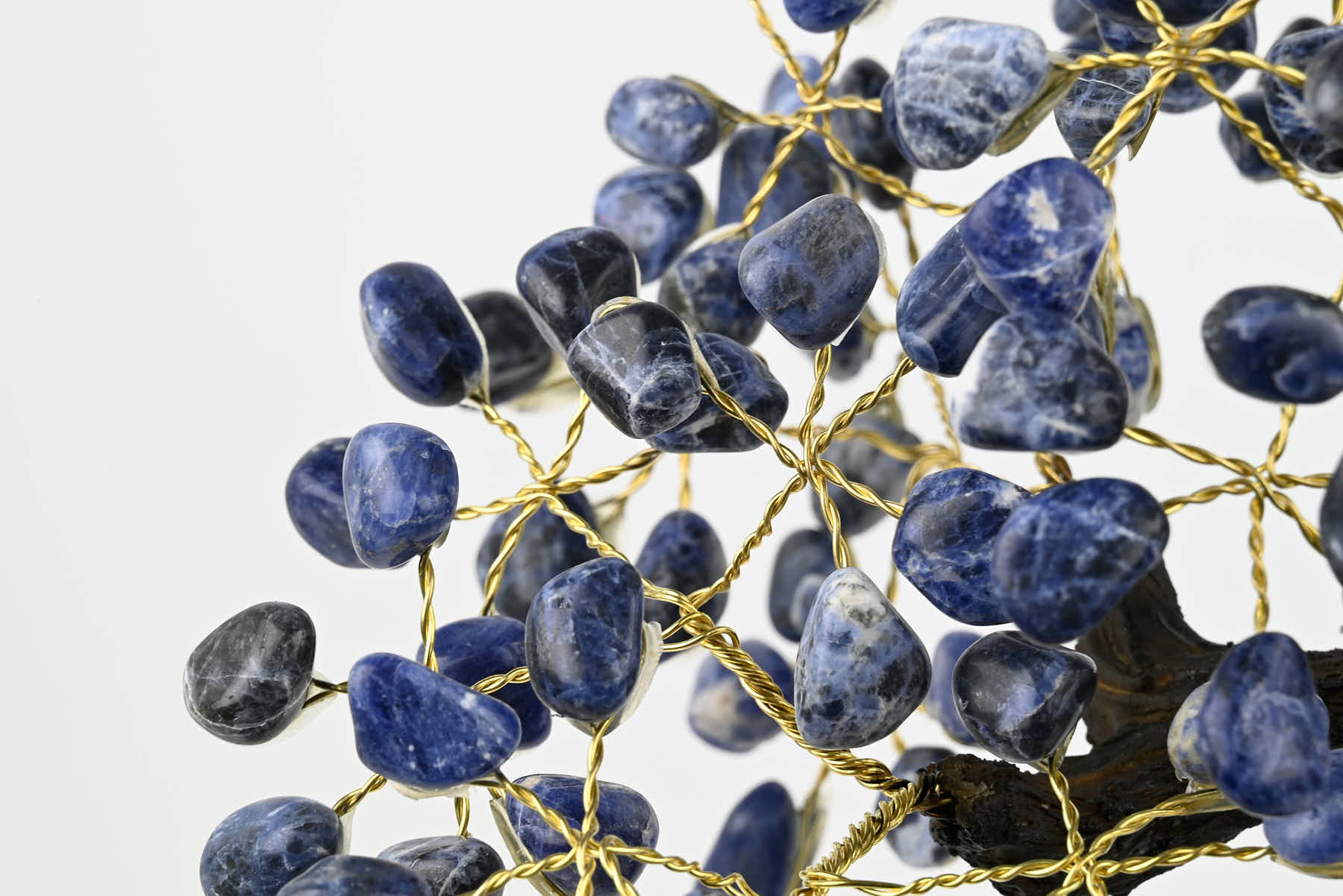 Handmade 35cm Tall Gemstone Tree with Amethyst base and 180 Sodalite gems - #TRSODA-36005
