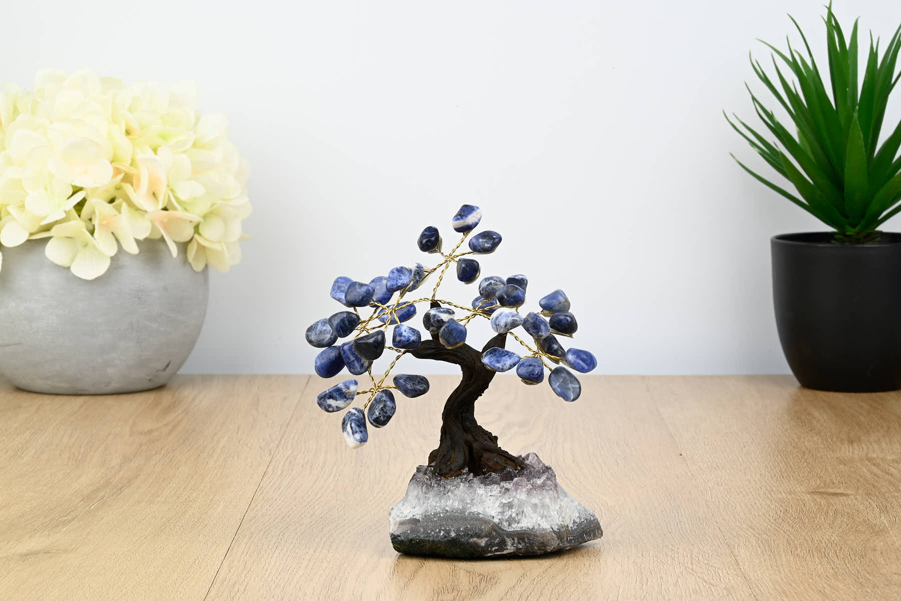 Handmade 13cm Tall Gemstone Tree with Amethyst base and 35 gems