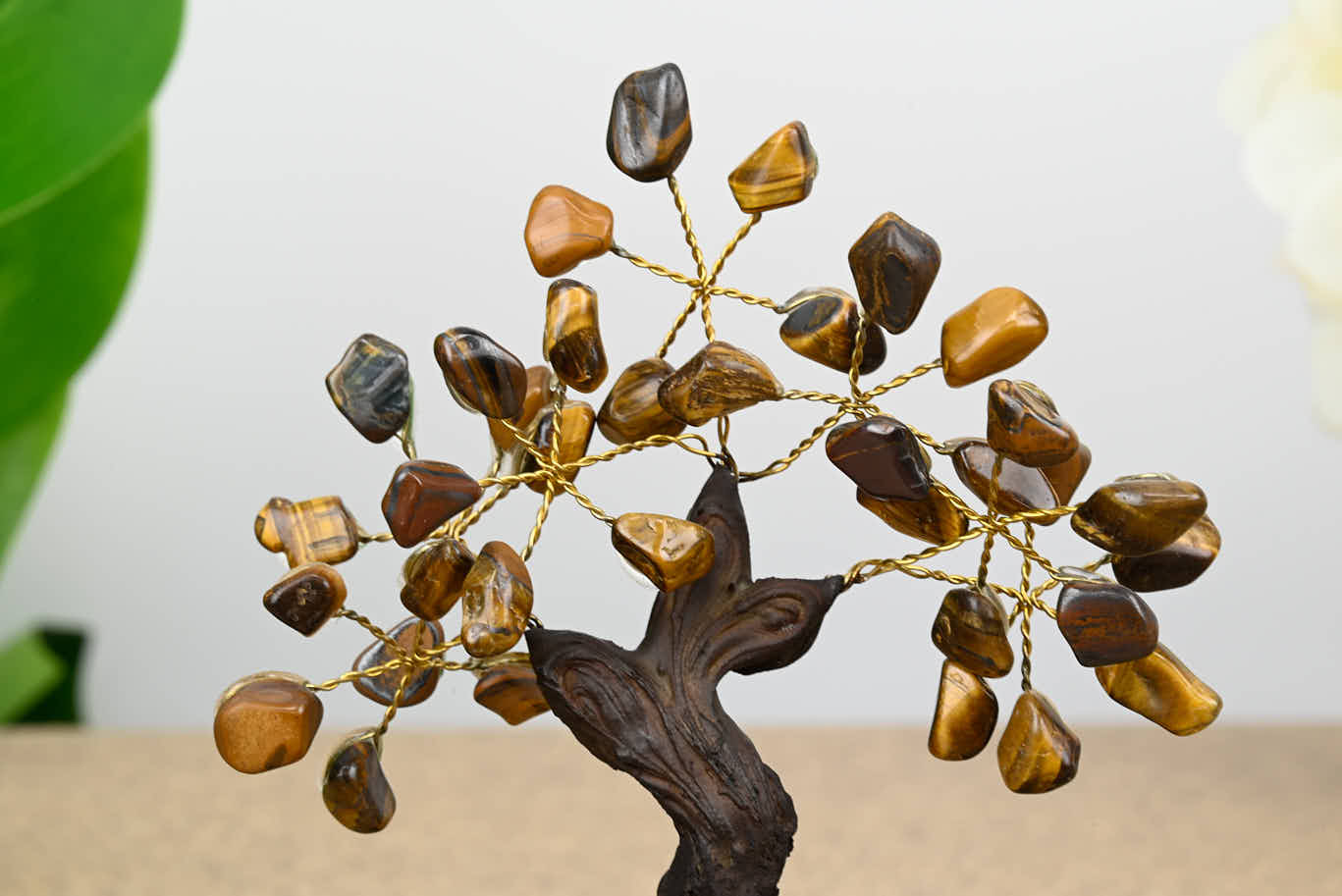 Handmade 13cm Tall Gemstone Tree with Amethyst base and 35 gems