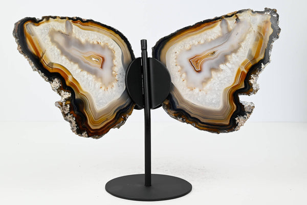 Natural Agate Butterfly on Stand - 0.57kg and 18cm Tall - #BUNATU-10018